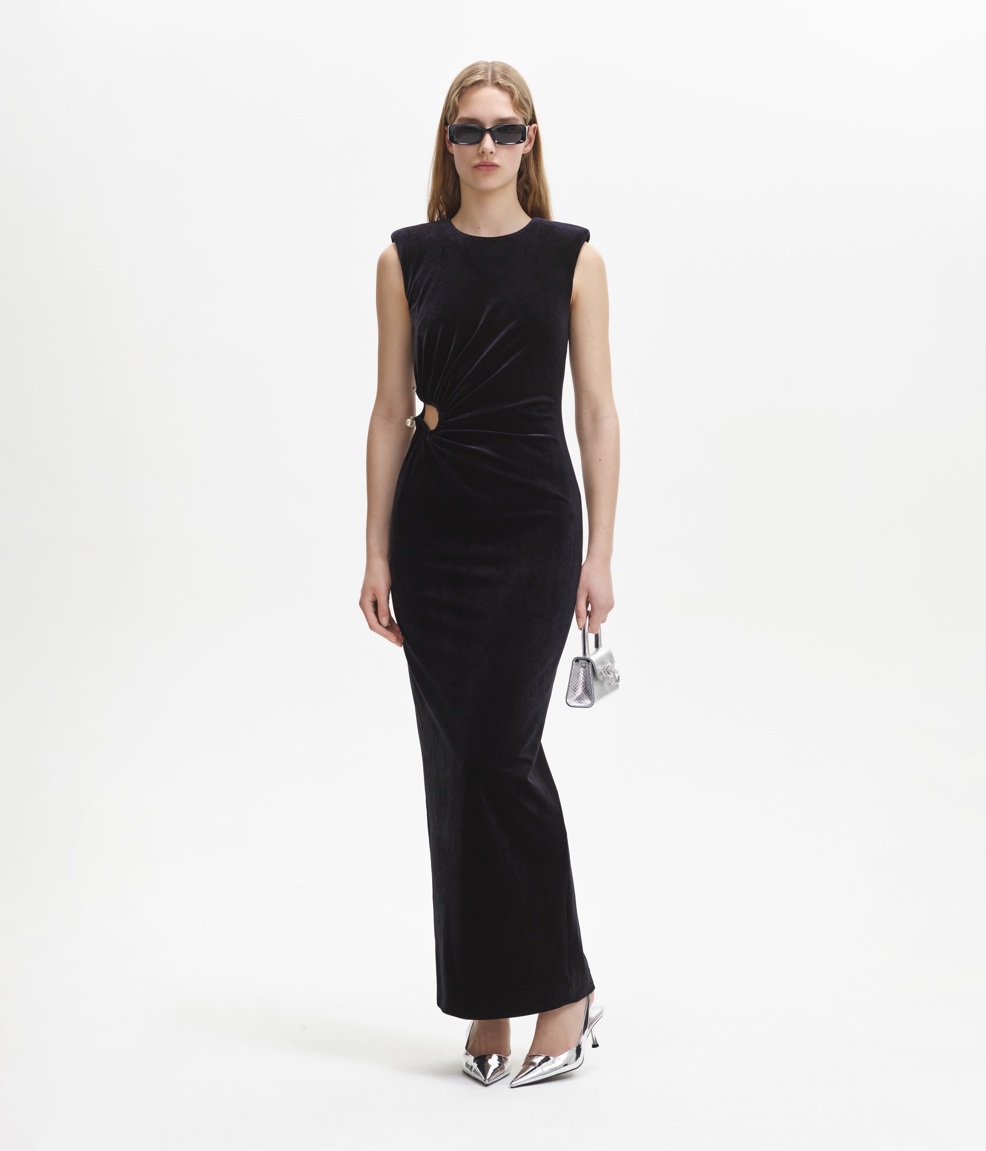 Buy KASSUALLY Black Velvet Midi Dress online